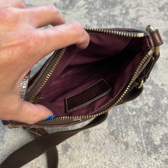 Coach Patchwork Swingpack Flat Crossbody Bag Suede Leather Signature F10439 - Picture 12 of 15